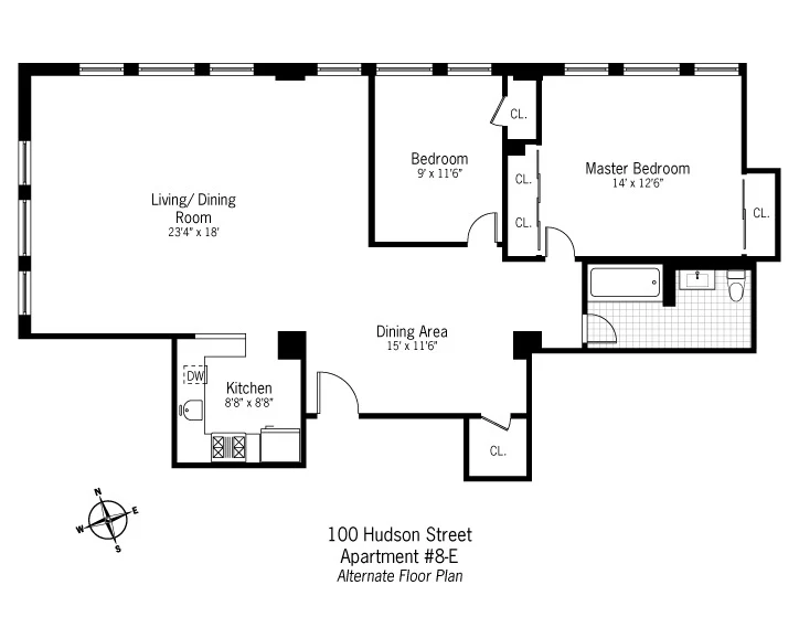 100 Hudson Street, Residence 8E — floor plan 1