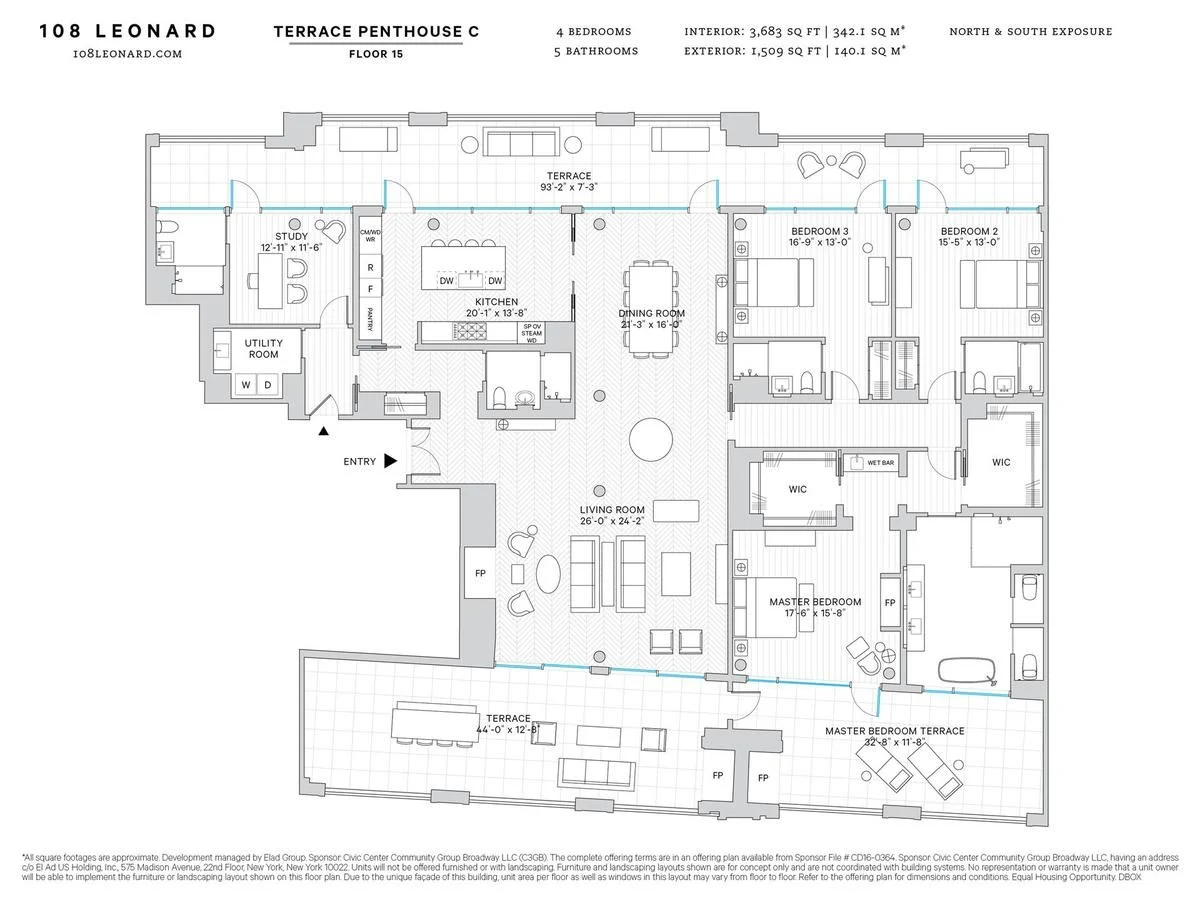 108 Leonard Street, Penthouse 15C — floor plan 14